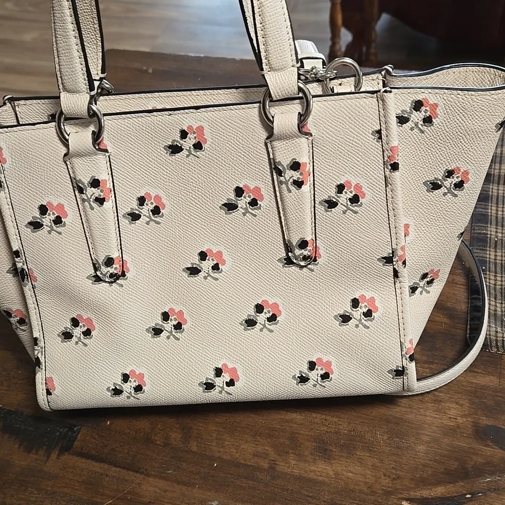 Coach Floral Cream Crosby Tote Bag Leather Fantastic Condition